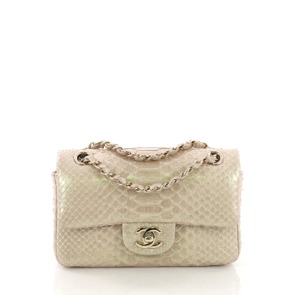 Classic Single Flap Bag Iridescent Python Mini
