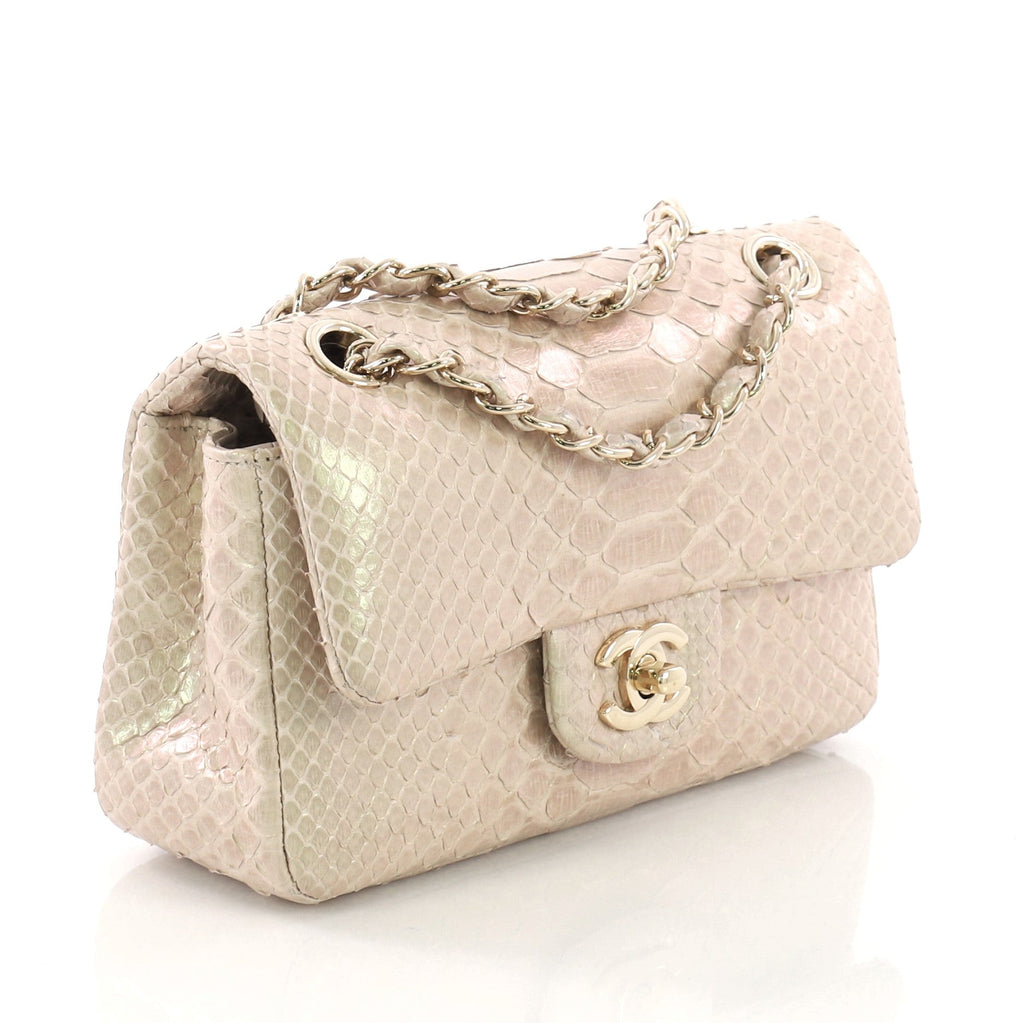Classic Single Flap Bag Iridescent Python Mini