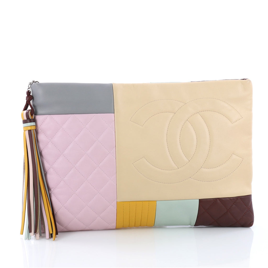 O Case Clutch Colorblock Quilted Leather Large
