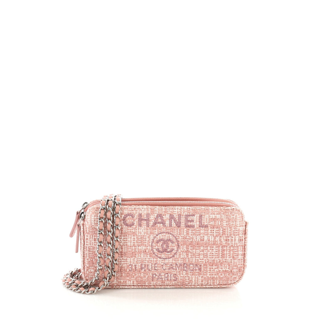 Deauville Double Zip Clutch with Chain Canvas