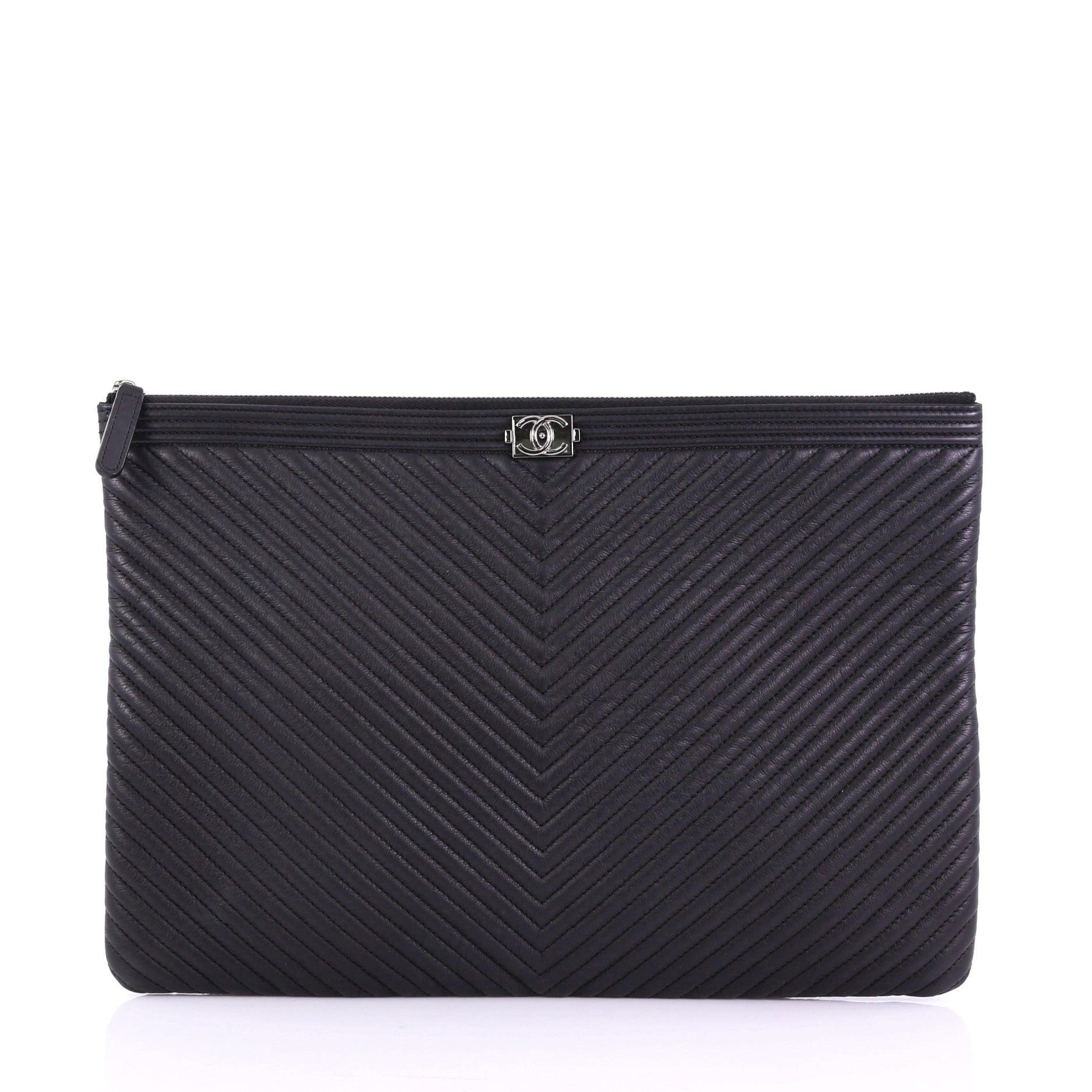 Boy O Case Clutch Chevron Quilted Lambskin Large