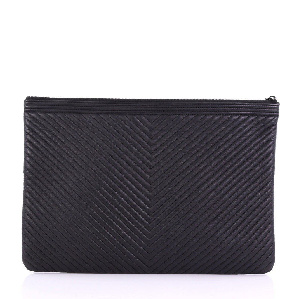 Boy O Case Clutch Chevron Quilted Lambskin Large