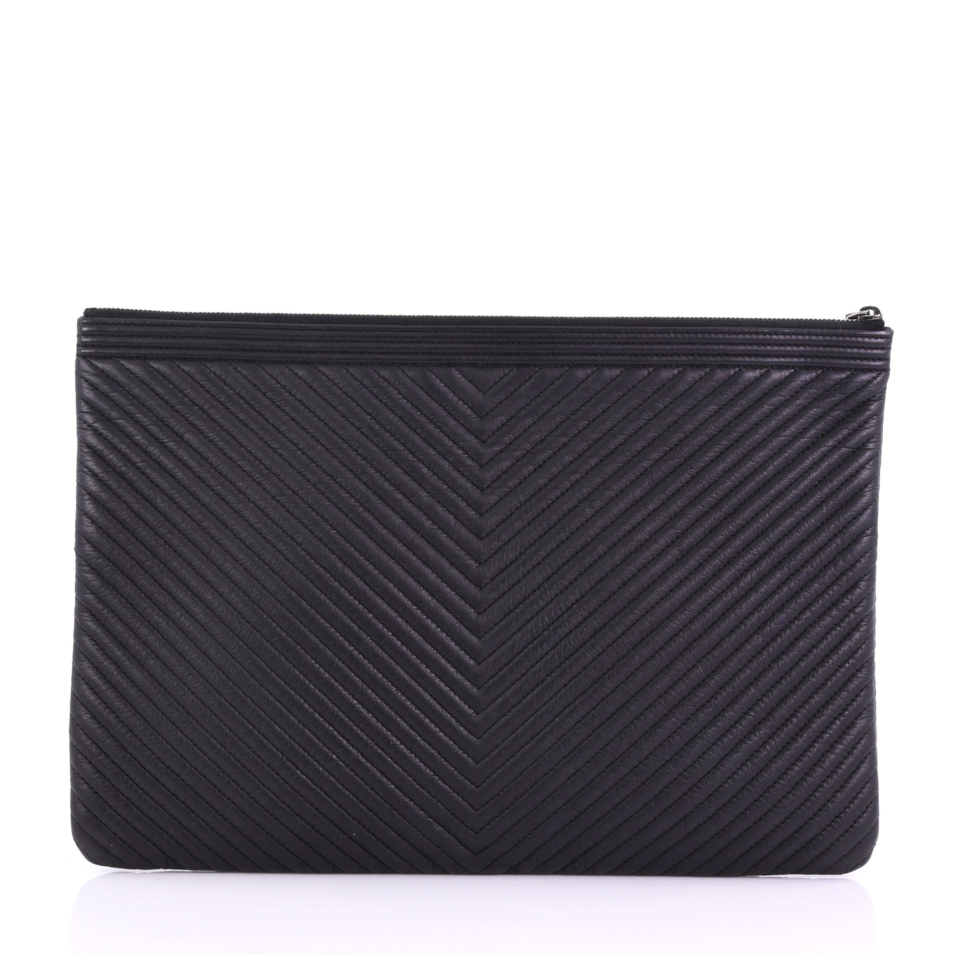 Boy O Case Clutch Chevron Quilted Lambskin Large