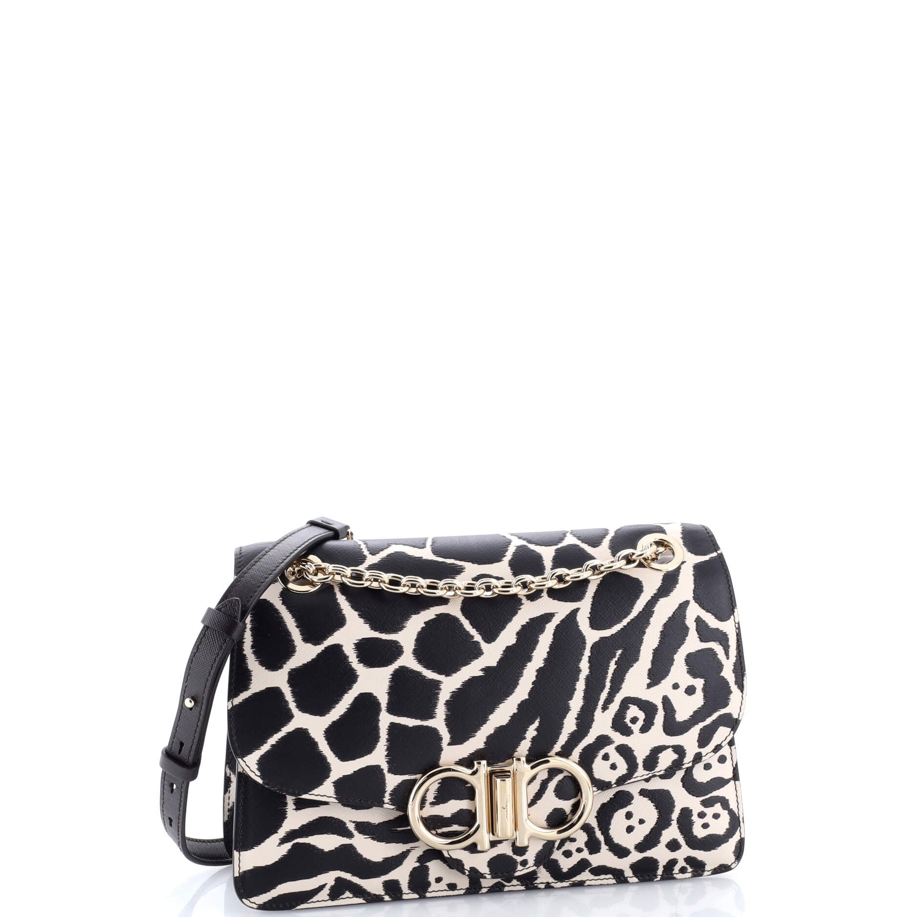 Gancini Turnlock Flap Bag Printed Leather Medium