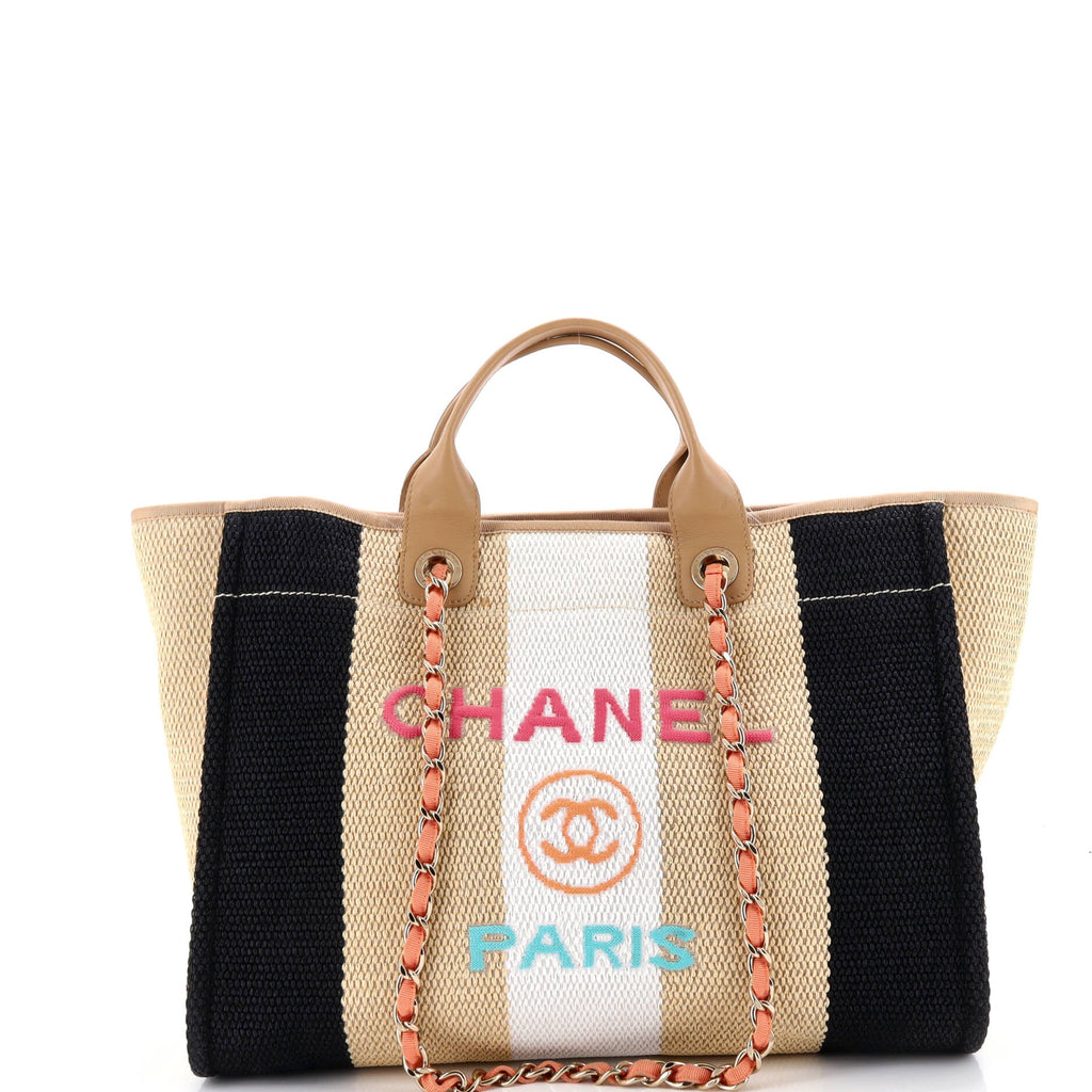 Deauville Tote Striped Viscose Canvas Medium