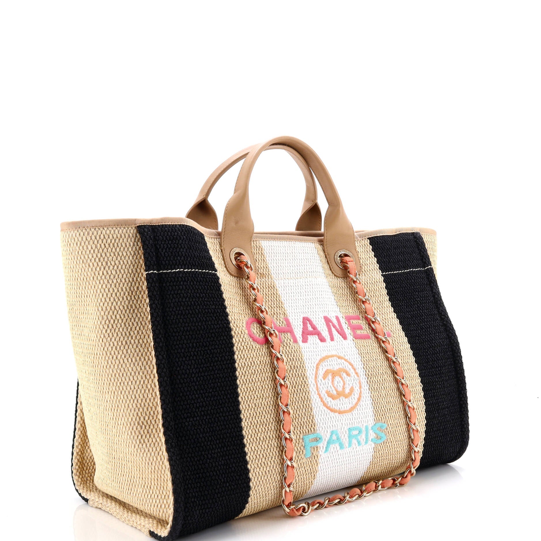 Deauville Tote Striped Viscose Canvas Medium