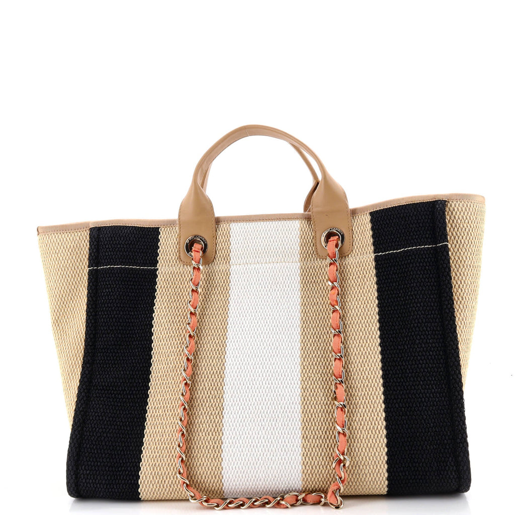 Deauville Tote Striped Viscose Canvas Medium
