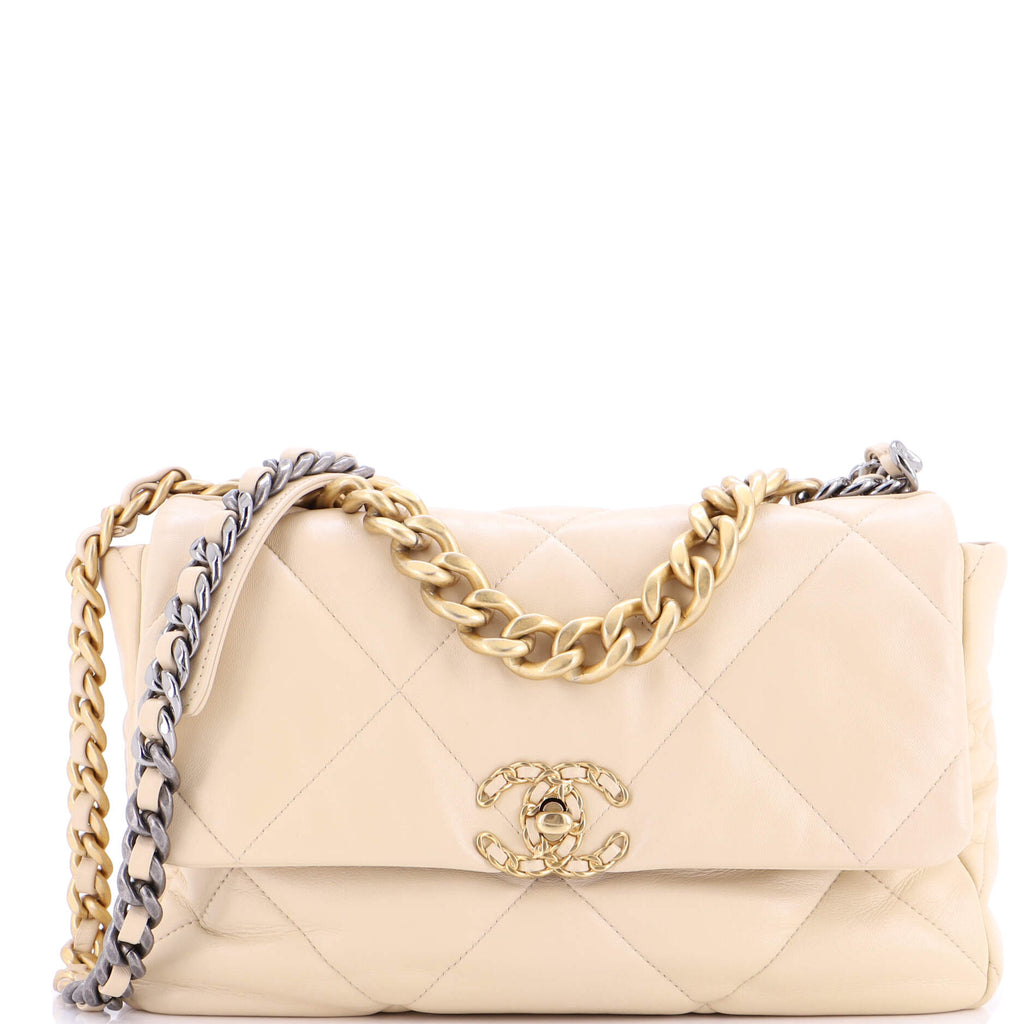 19 Flap Bag Quilted Leather Large