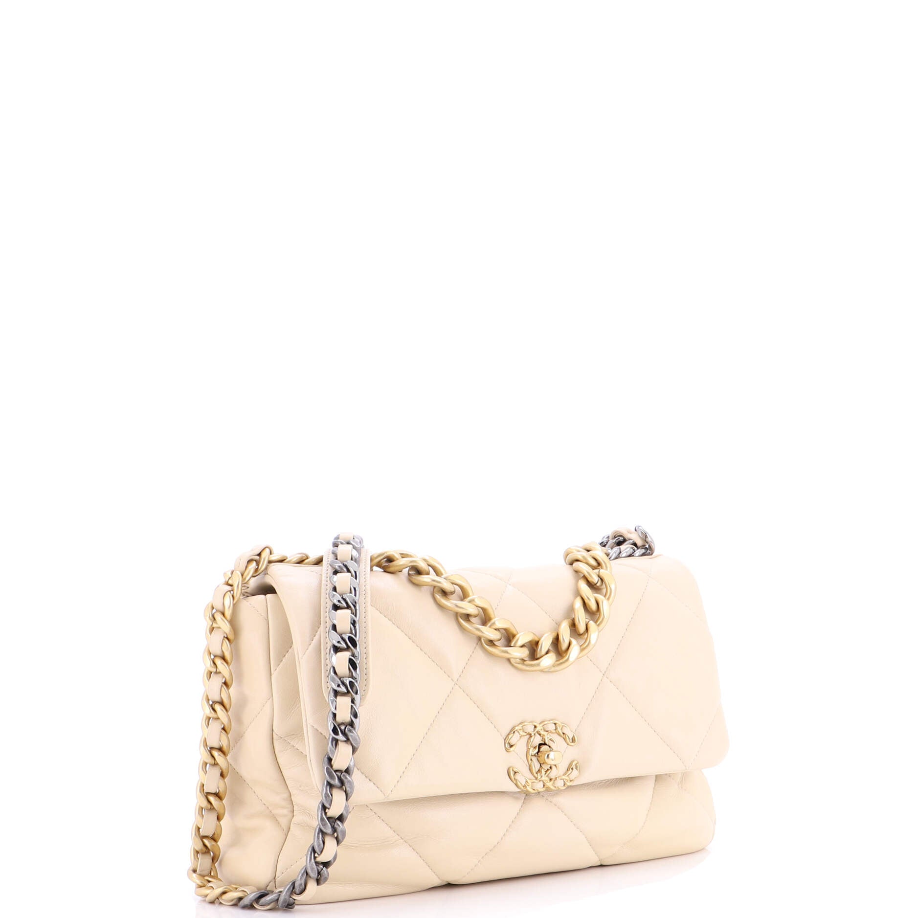 19 Flap Bag Quilted Leather Large