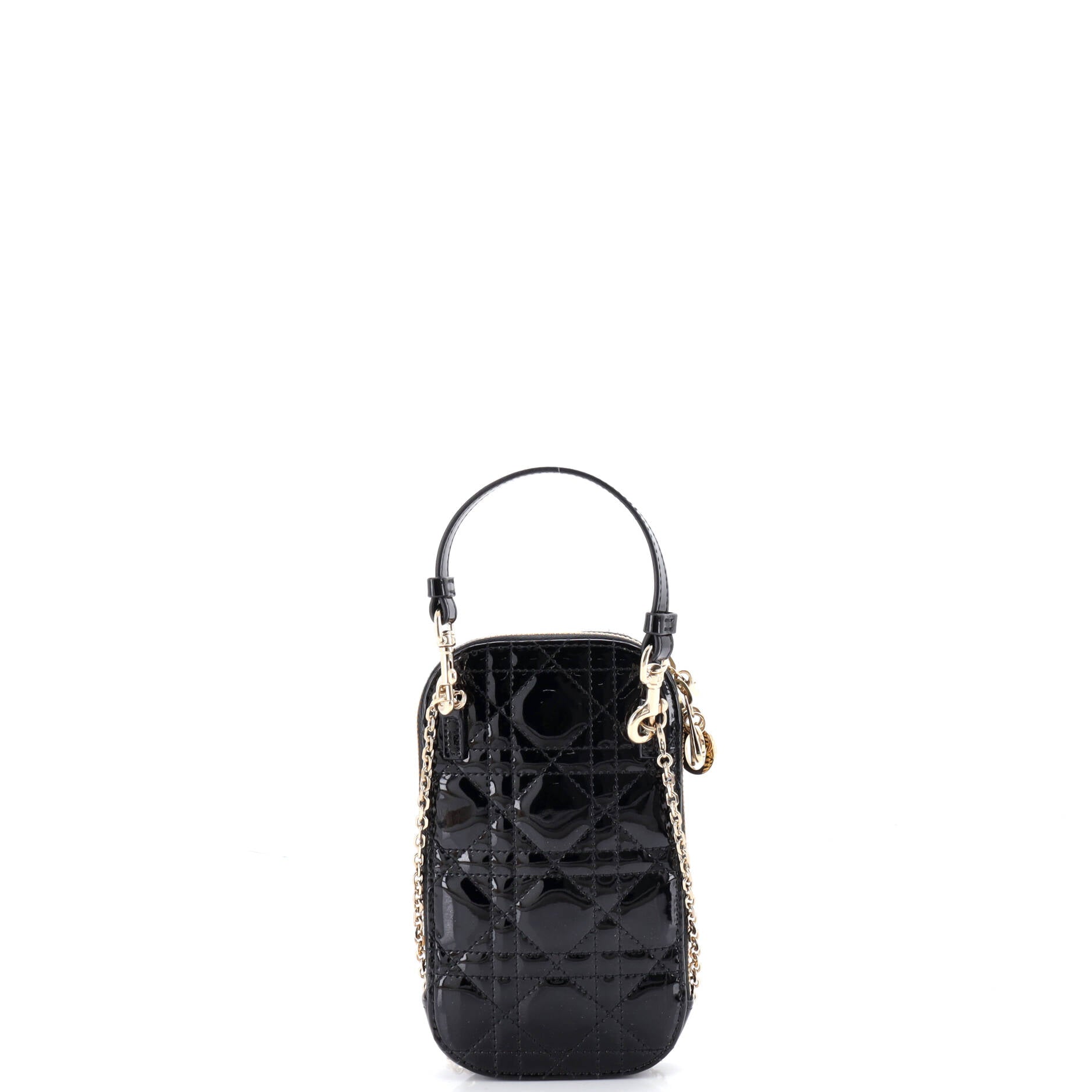 Lady Dior Phone Holder on Chain Cannage Quilt Patent