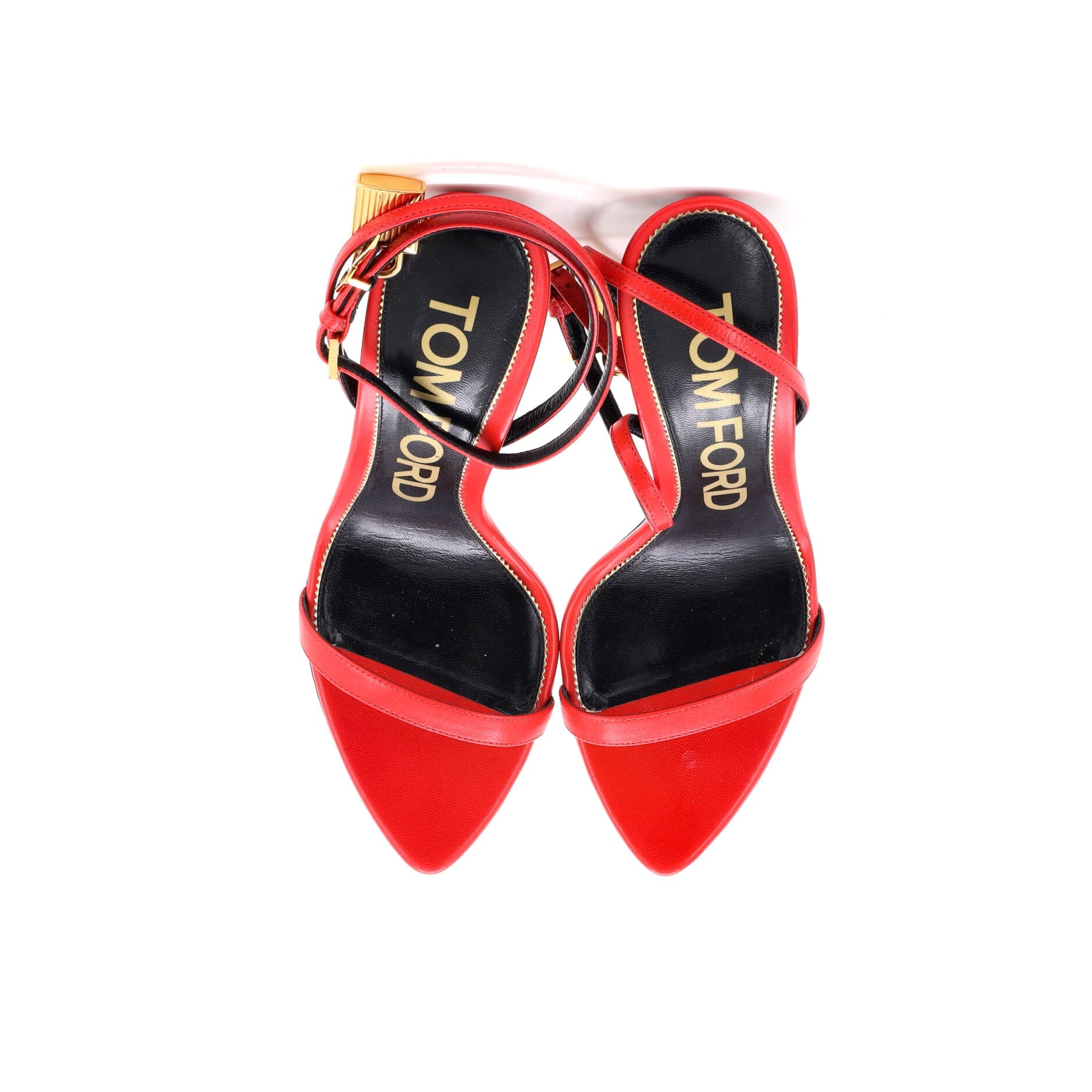 Women's Padlock Pointy Naked Heeled Sandals Leather 105