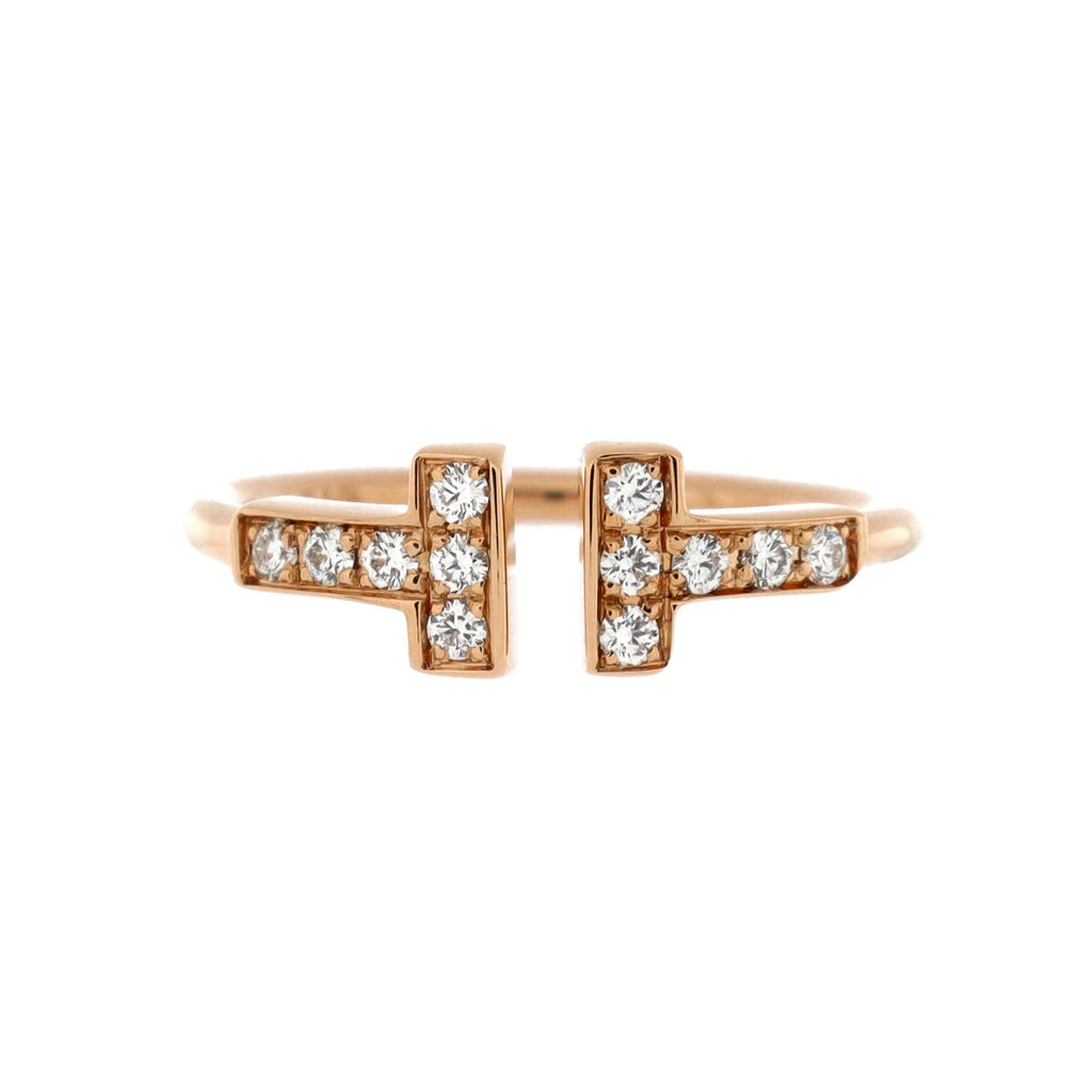 T Wire Ring 18K Rose Gold with Diamonds