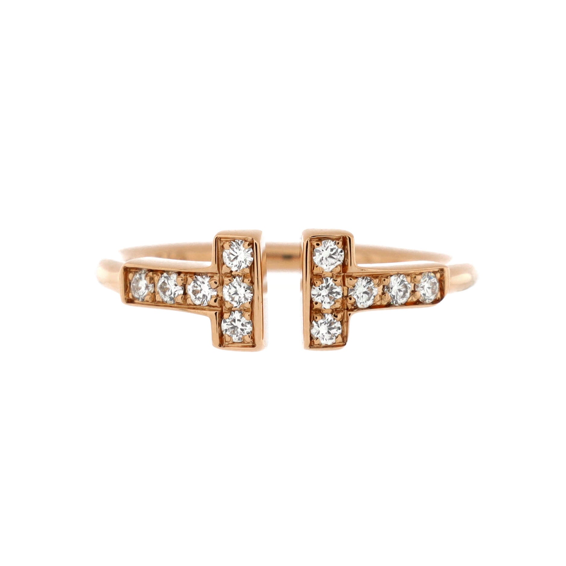 T Wire Ring 18K Rose Gold with Diamonds