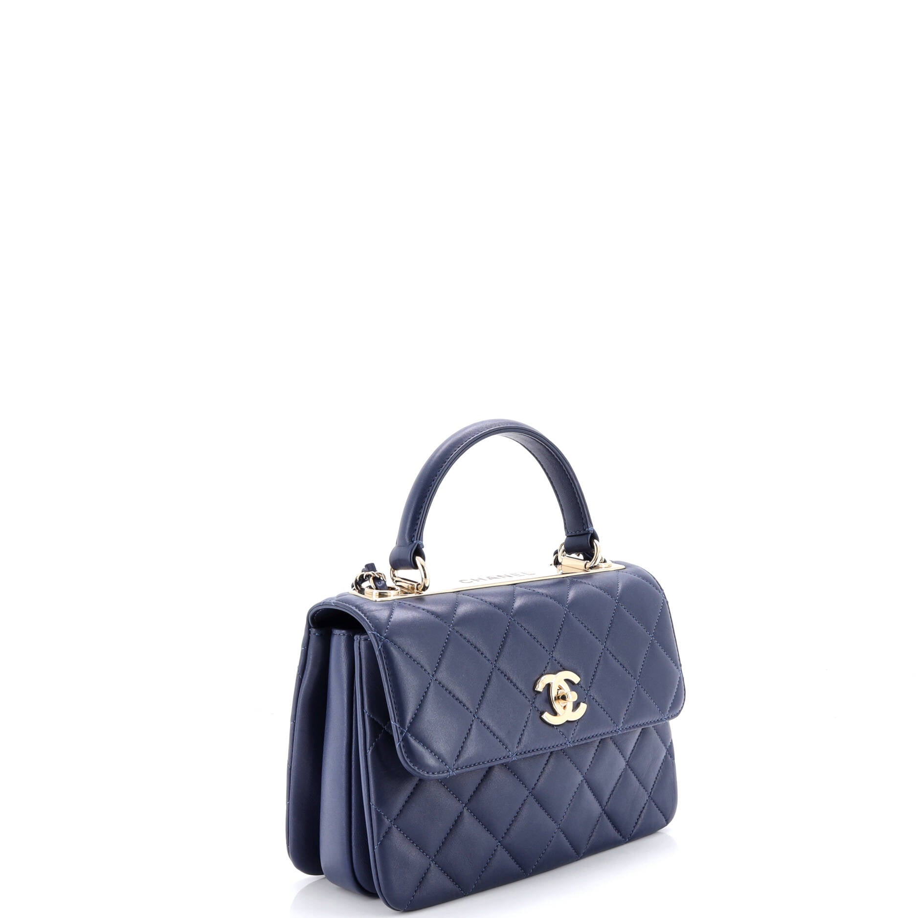 Trendy CC Top Handle Bag Quilted Lambskin Small