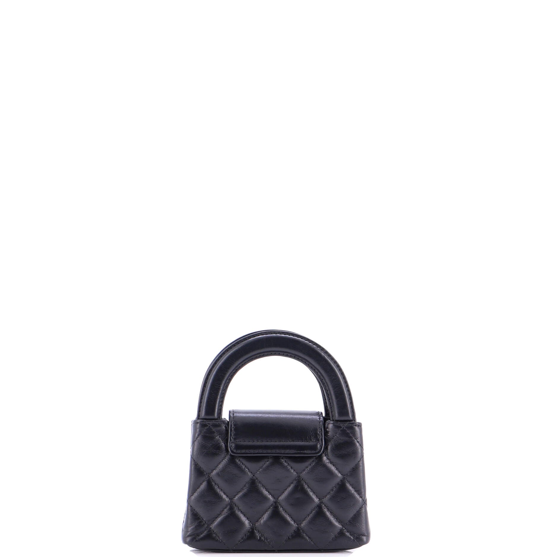 Kelly Top Handle Shopping Bag Quilted Shiny Aged Calfskin Nano