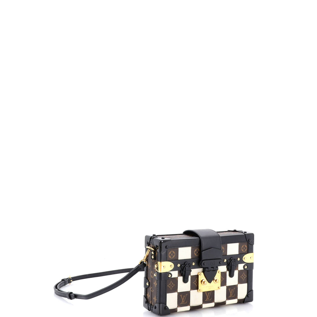Petite Malle Handbag Damier Tressage Monogram Canvas and Leather