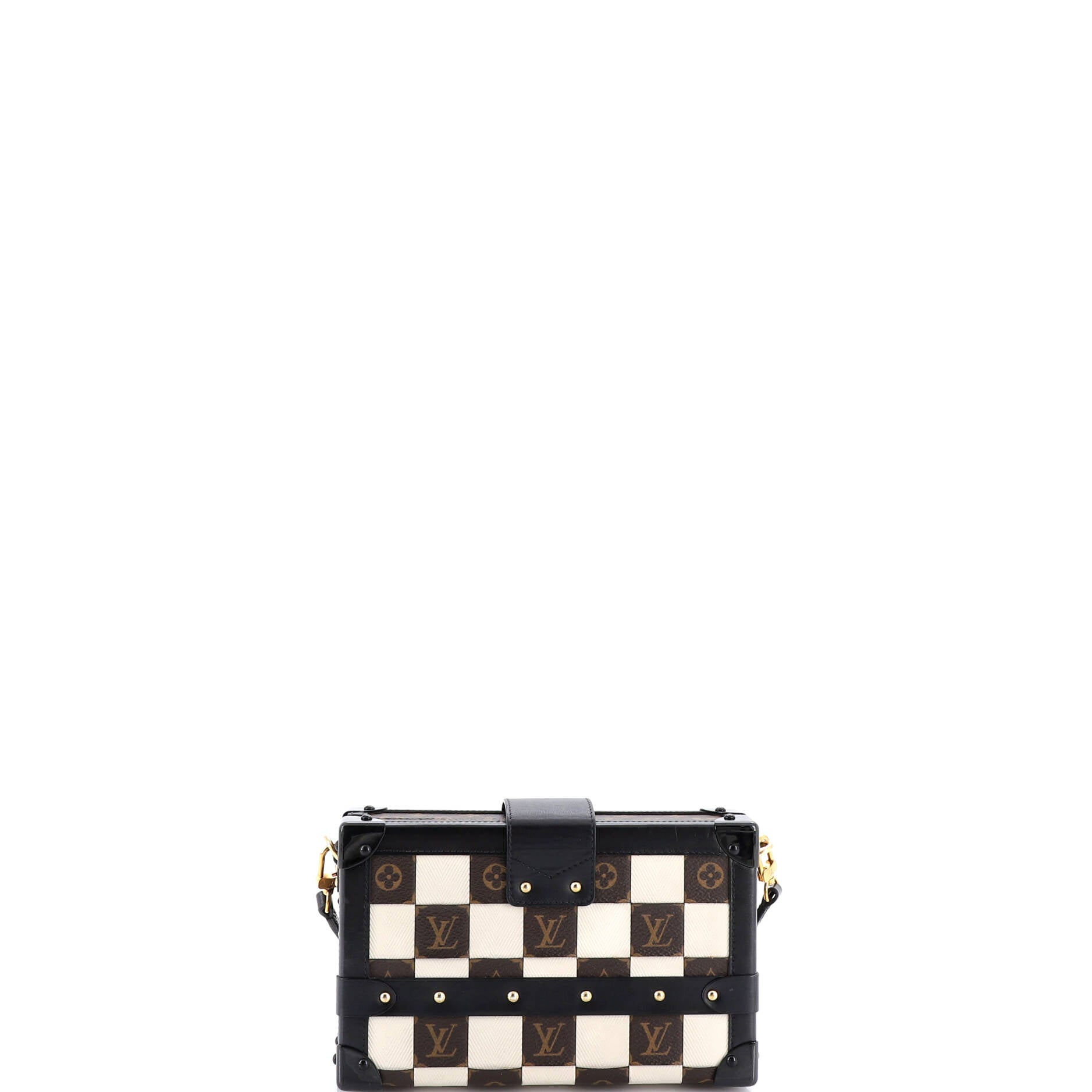 Petite Malle Handbag Damier Tressage Monogram Canvas and Leather