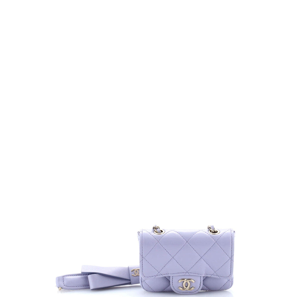 Bow Strap Classic Flap Clutch with Chain Quilted Lambskin Mini