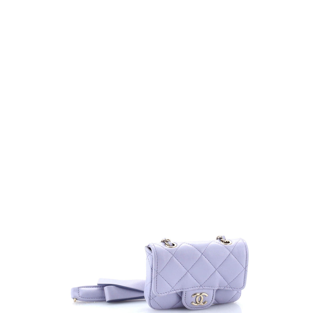 Bow Strap Classic Flap Clutch with Chain Quilted Lambskin Mini