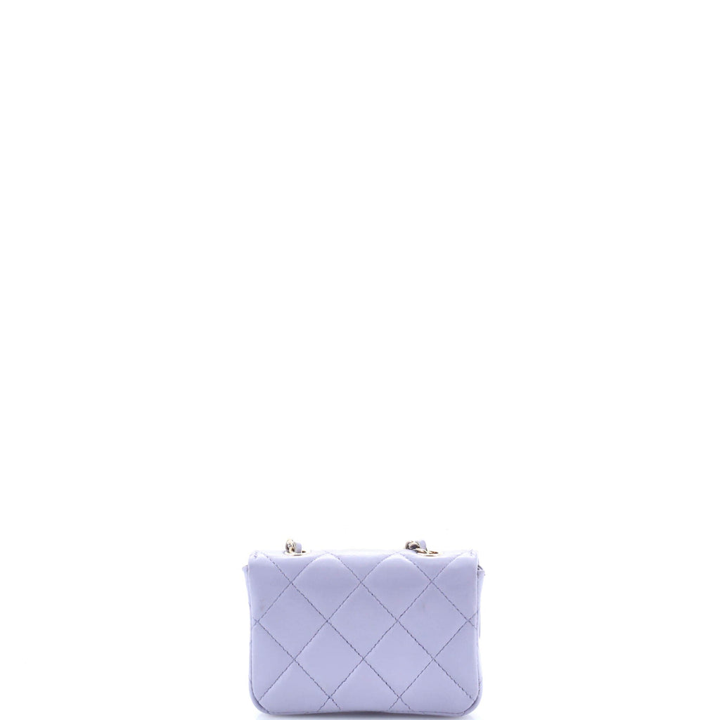 Bow Strap Classic Flap Clutch with Chain Quilted Lambskin Mini