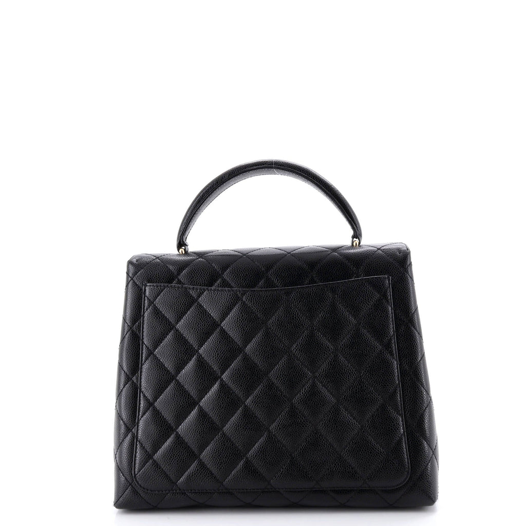Vintage Classic Top Handle Flap Bag Quilted Caviar Jumbo