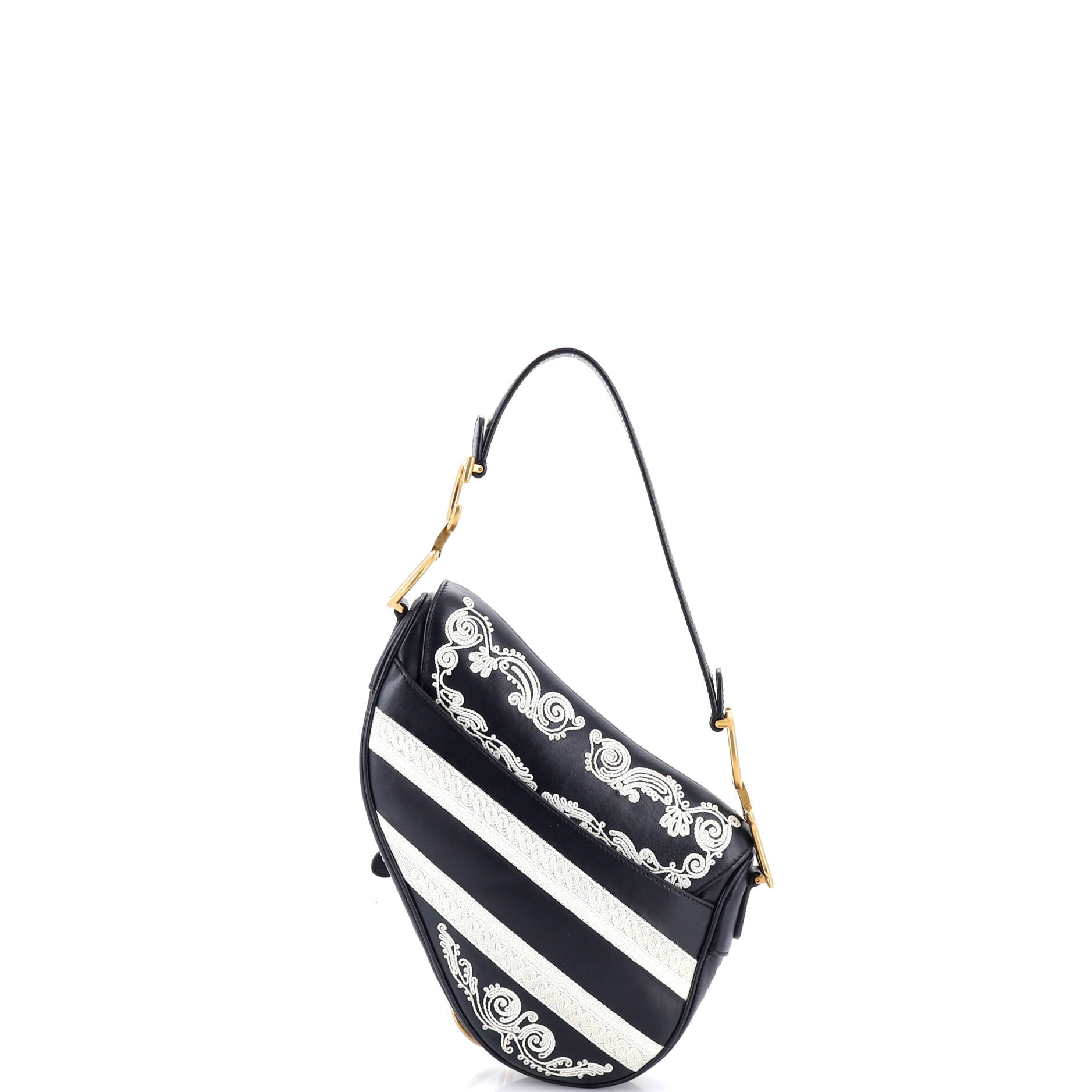 Saddle Handbag Embroidered Calfskin Medium