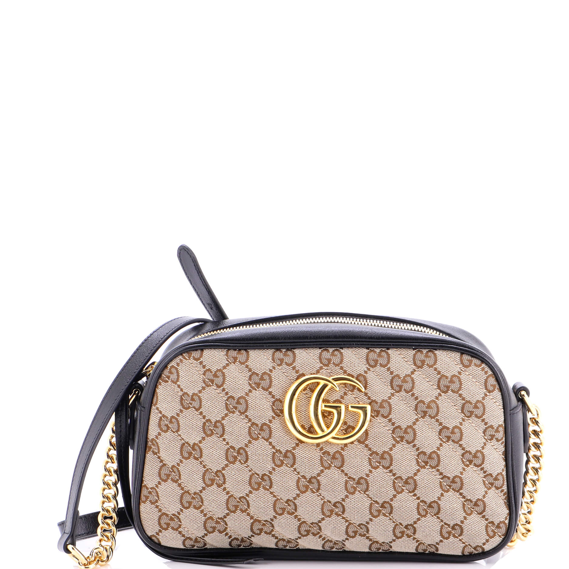GG Marmont Shoulder Bag Diagonal Quilted GG Canvas with Leather Small