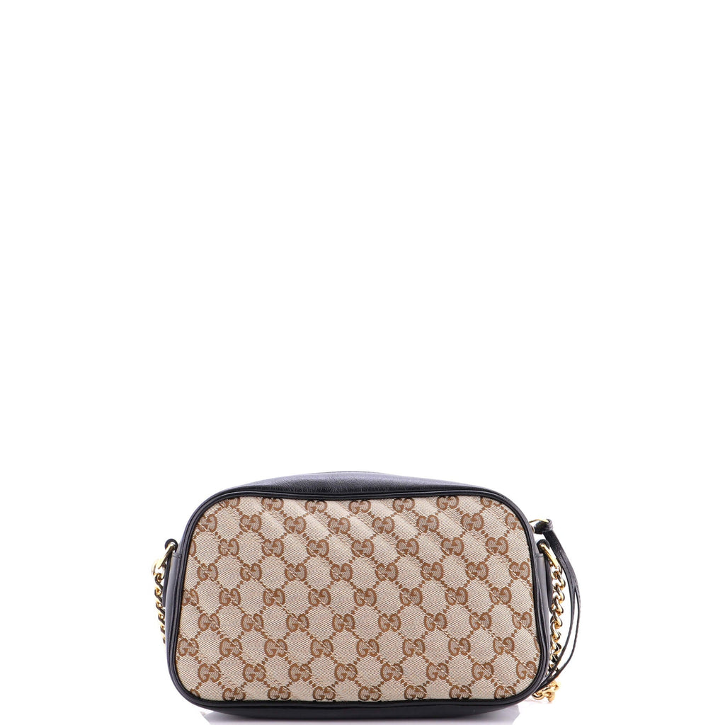 GG Marmont Shoulder Bag Diagonal Quilted GG Canvas with Leather Small