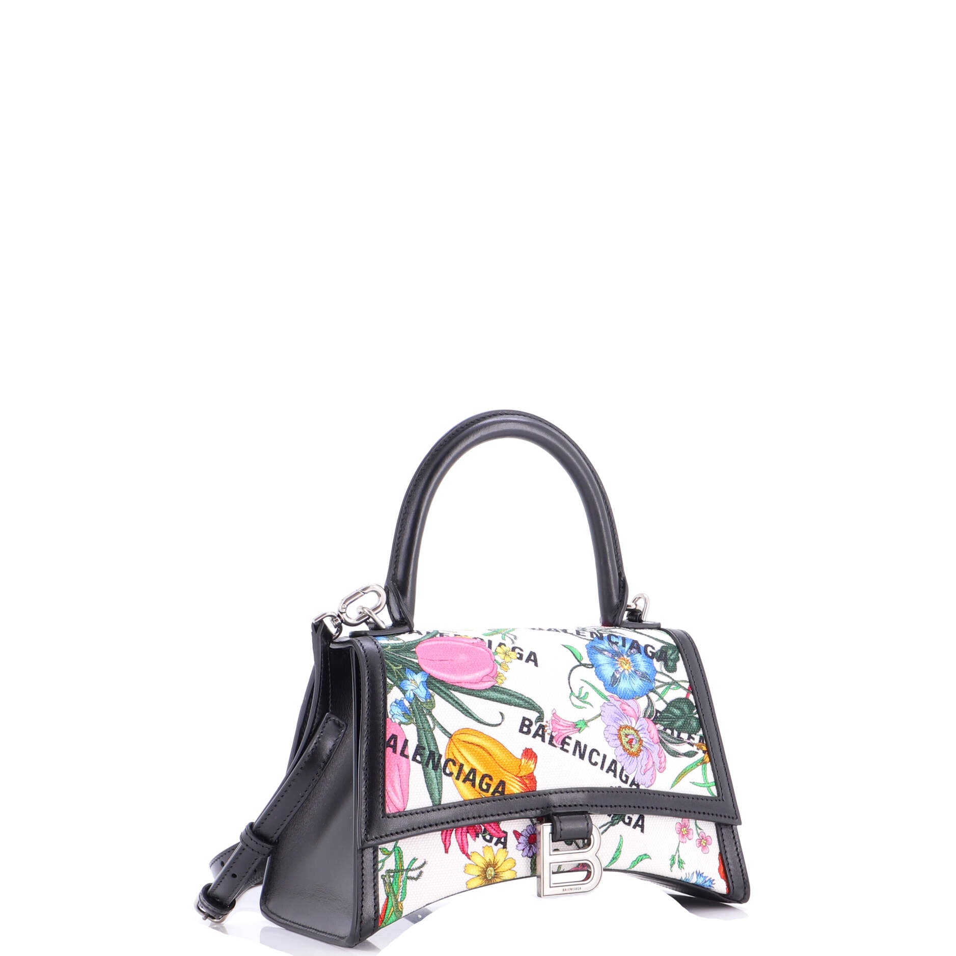 x Balenciaga The Hacker Project Hourglass Top Handle Bag Flora Canvas Small