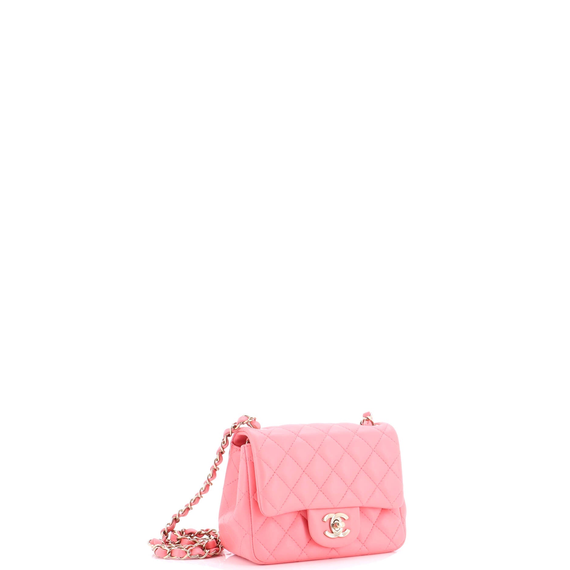 Square Classic Single Flap Bag Quilted Lambskin Mini