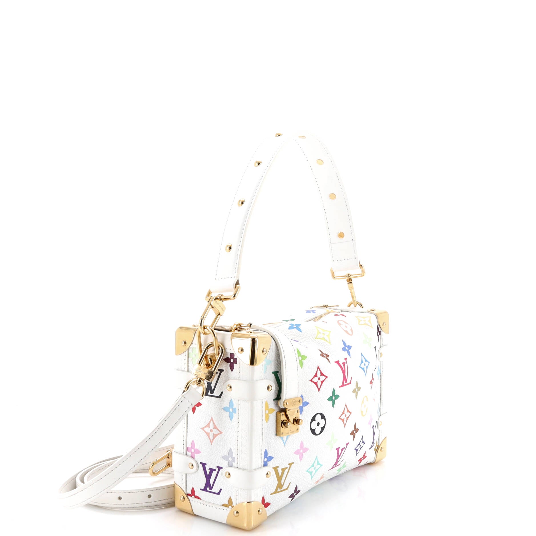 x Takashi Murakami Side Trunk Handbag Monogram Multicolor Leather MM
