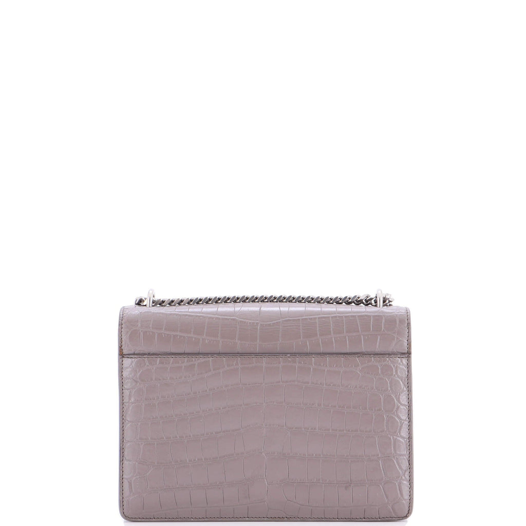 Sunset Crossbody Bag Crocodile Embossed Leather Medium