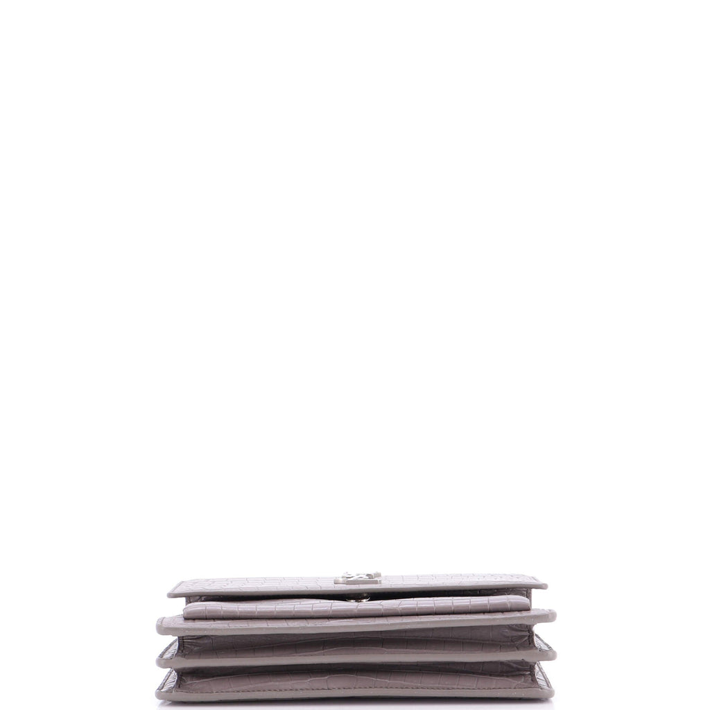 Sunset Crossbody Bag Crocodile Embossed Leather Medium