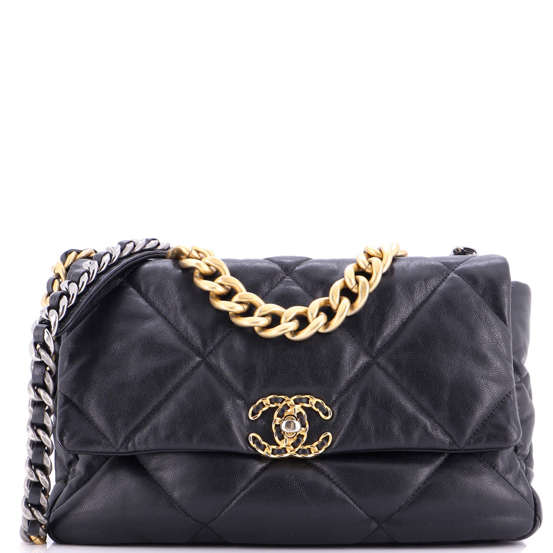 19 Flap Bag Quilted Leather Large