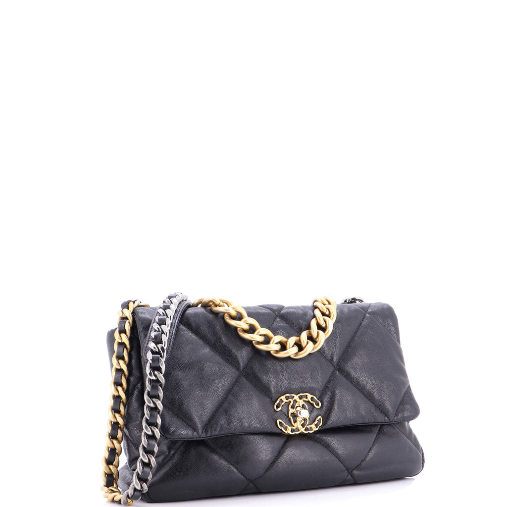 19 Flap Bag Quilted Leather Large