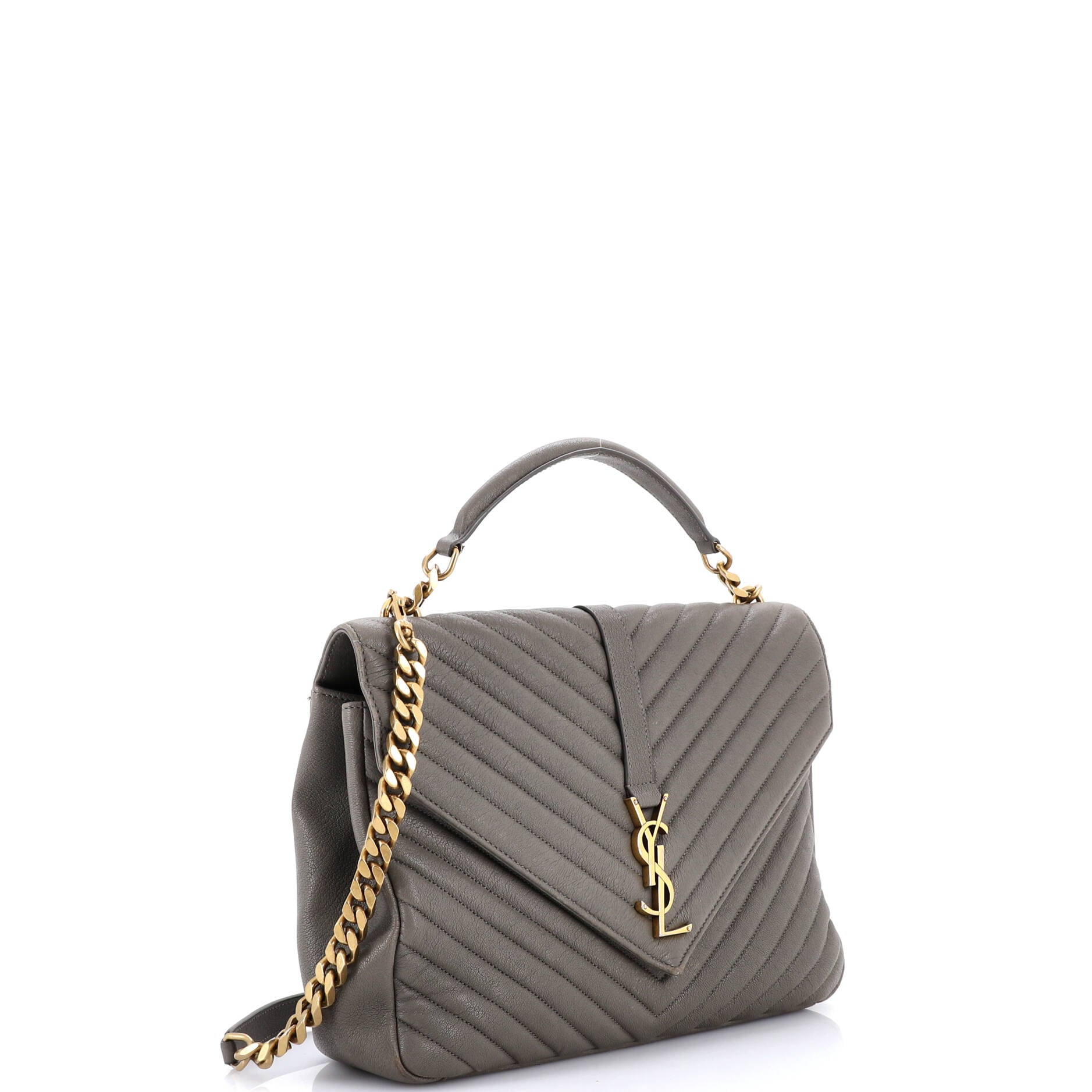 Classic Monogram College Bag Matelasse Chevron Leather Large