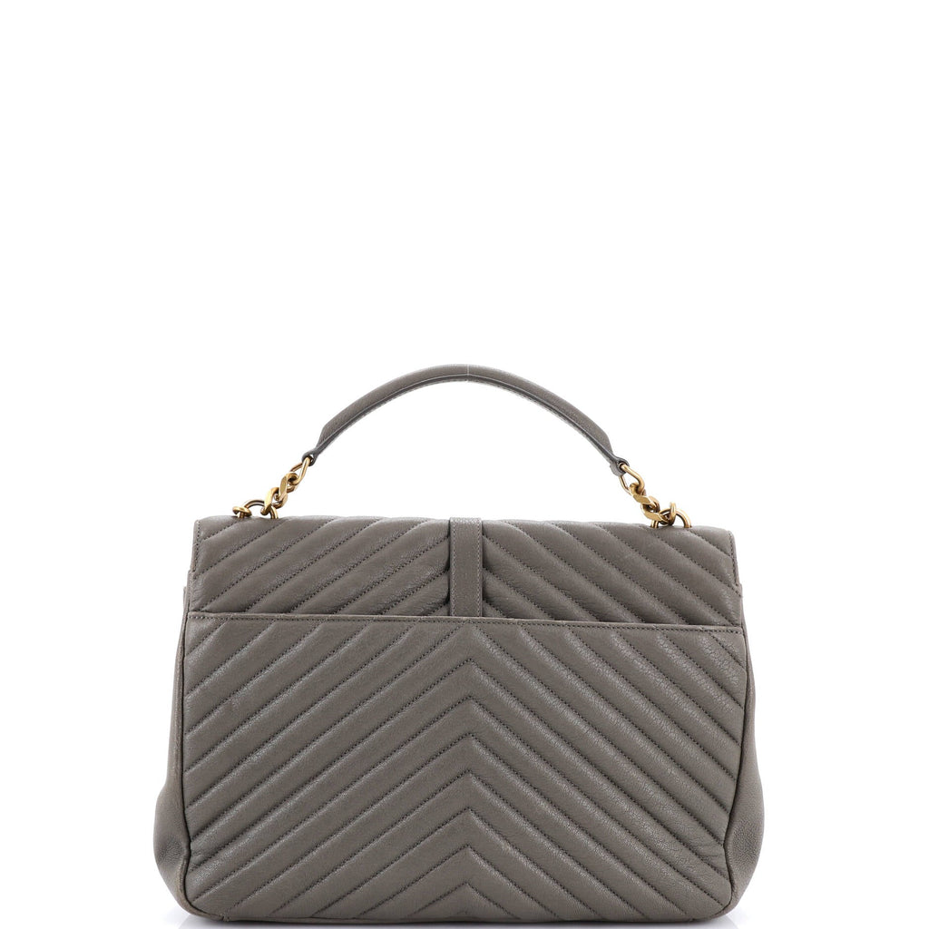 Classic Monogram College Bag Matelasse Chevron Leather Large