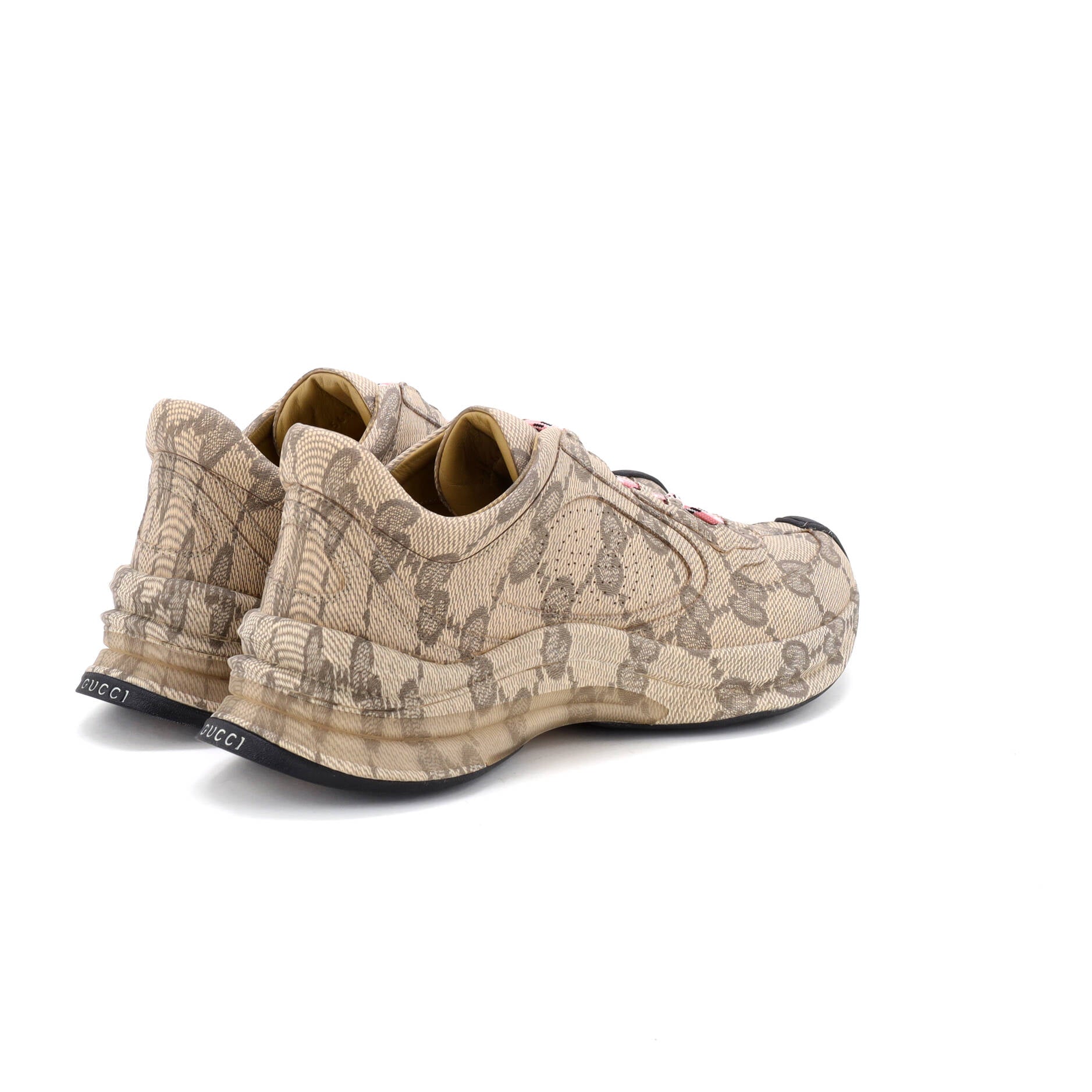 Women's Run Sneakers Monogram Print Leather