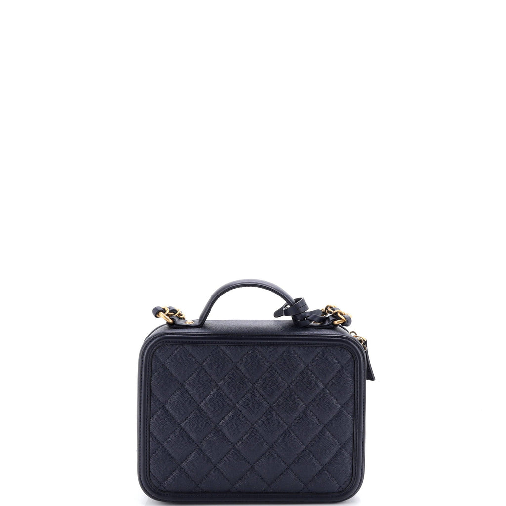 Filigree Vanity Case Quilted Caviar Medium