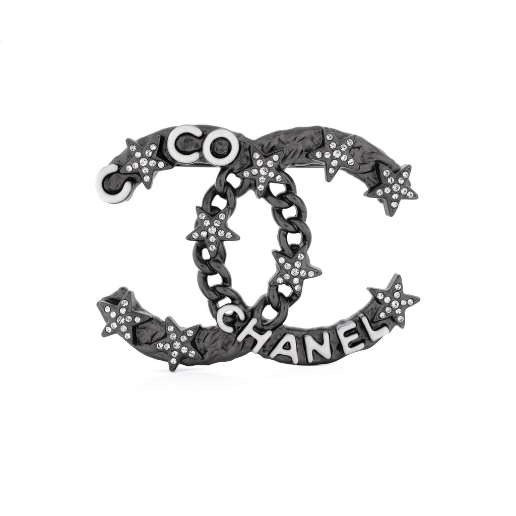 CC Coco Star Brooch Metal with Enamel and Crystal