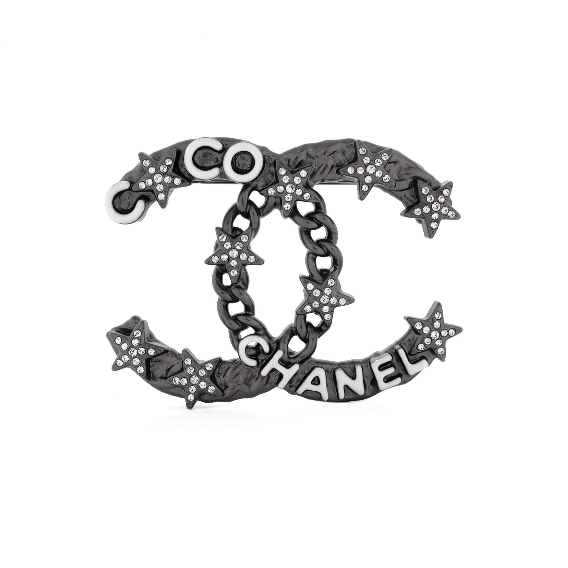 CC Coco Star Brooch Metal with Enamel and Crystal