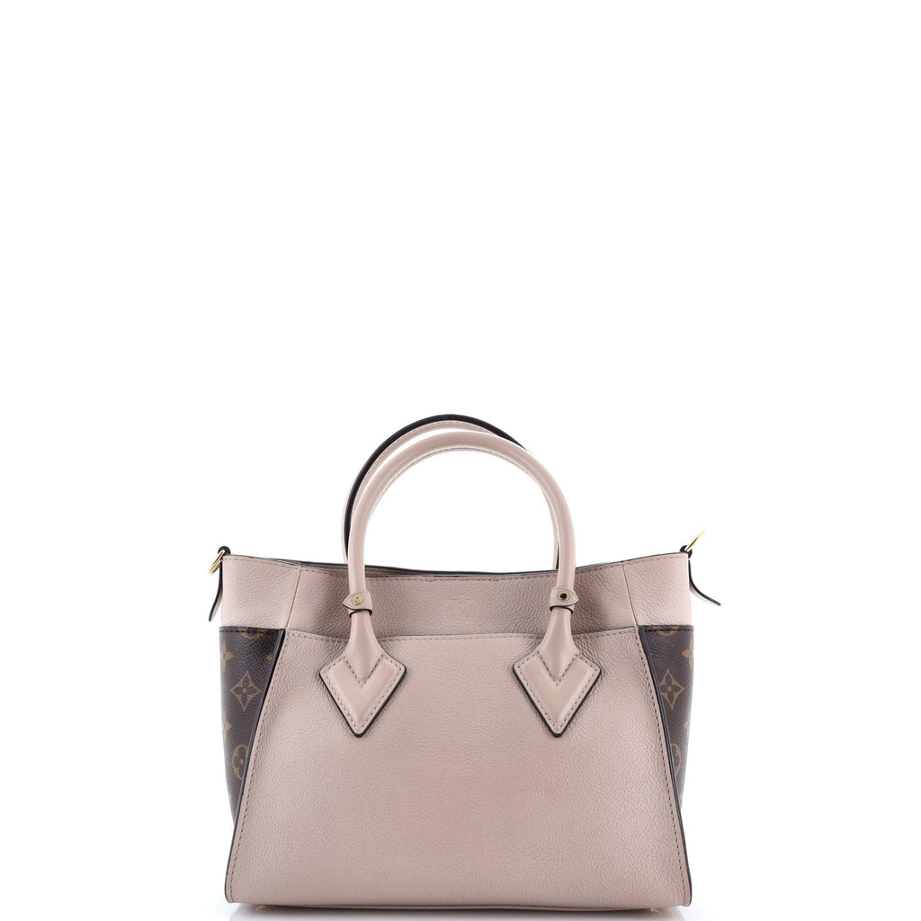 On My Side Tote Leather with Monogram Canvas PM