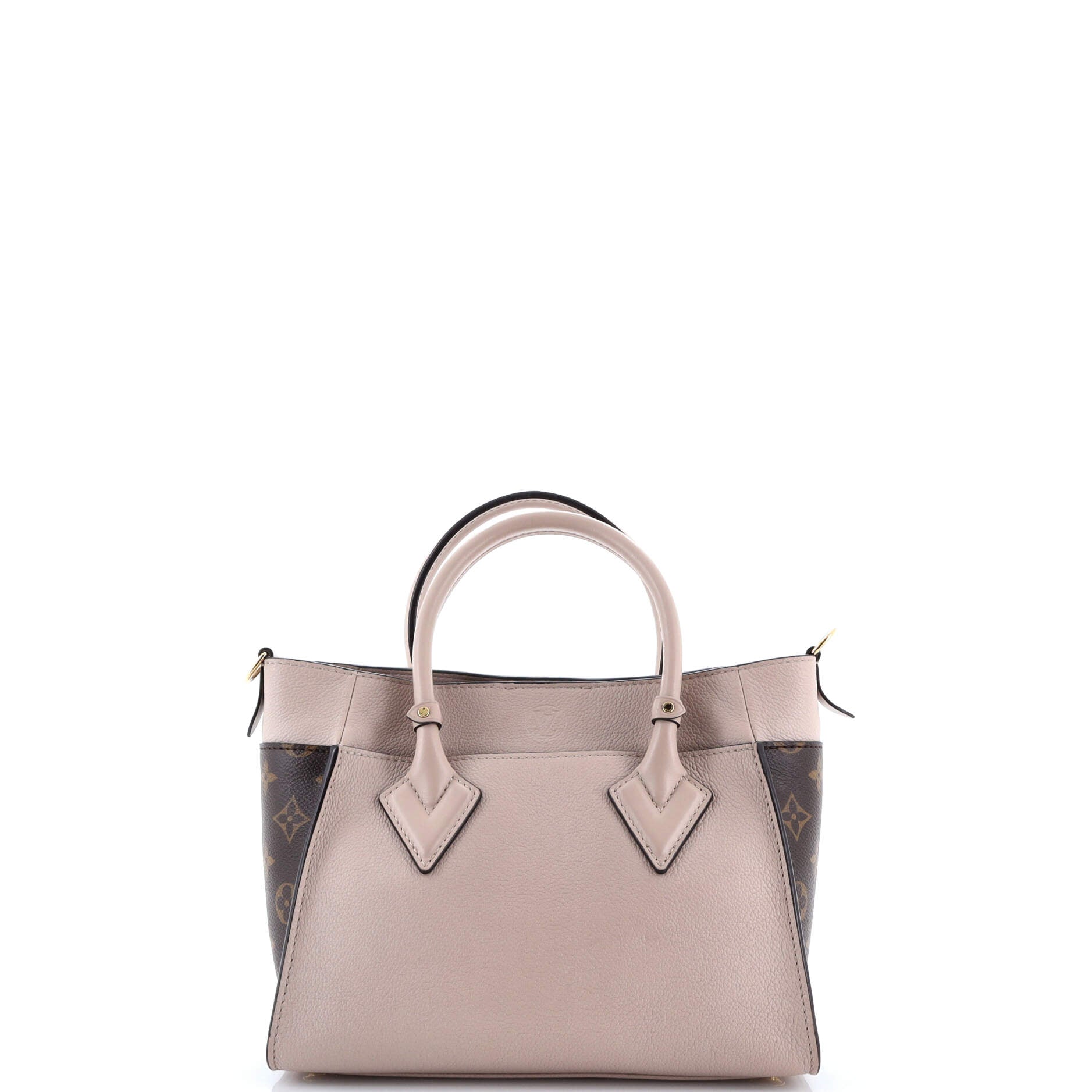 On My Side Tote Leather with Monogram Canvas PM
