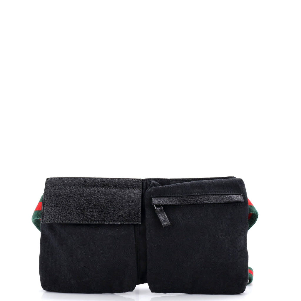 Vintage Double Belt Bag GG Canvas with Leather Small