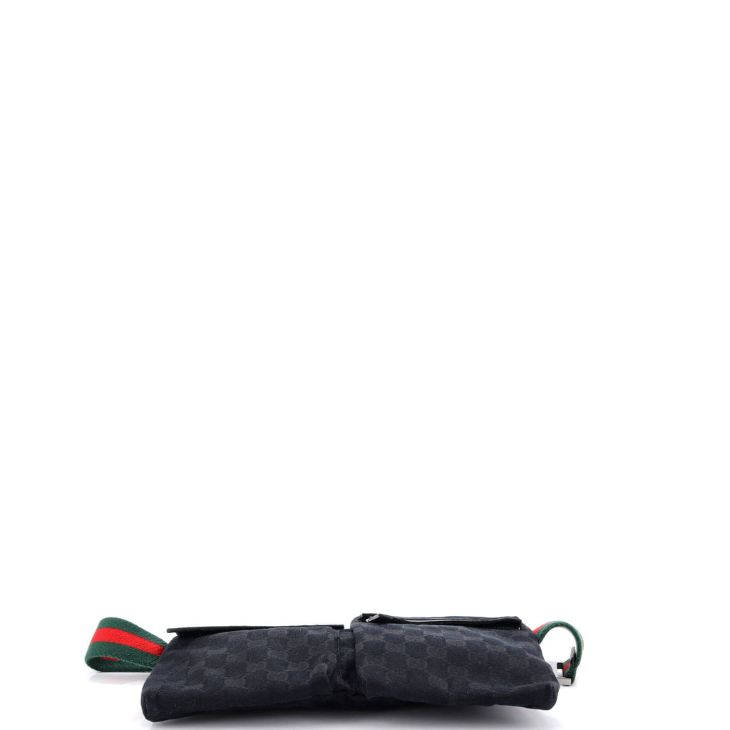 Vintage Double Belt Bag GG Canvas with Leather Small