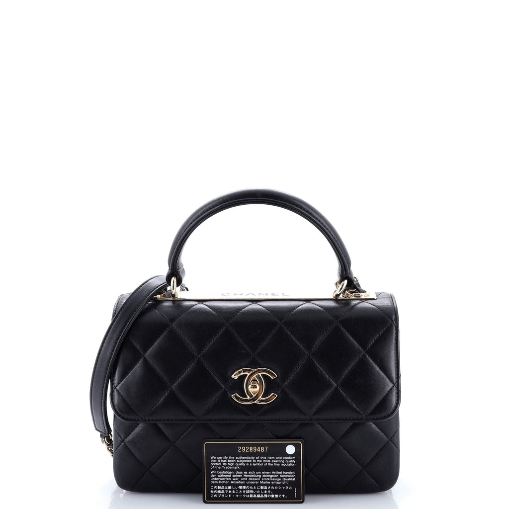 Trendy CC Top Handle Bag Quilted Lambskin Small