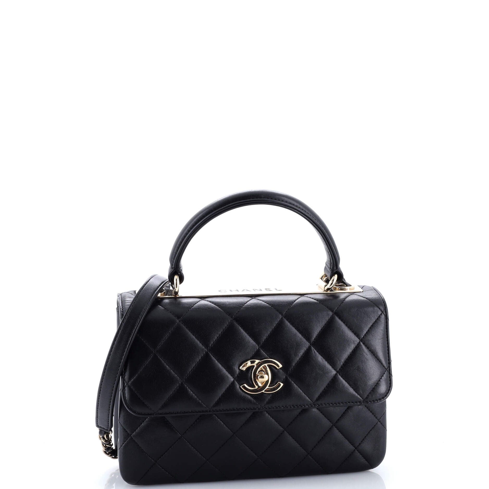 Trendy CC Top Handle Bag Quilted Lambskin Small