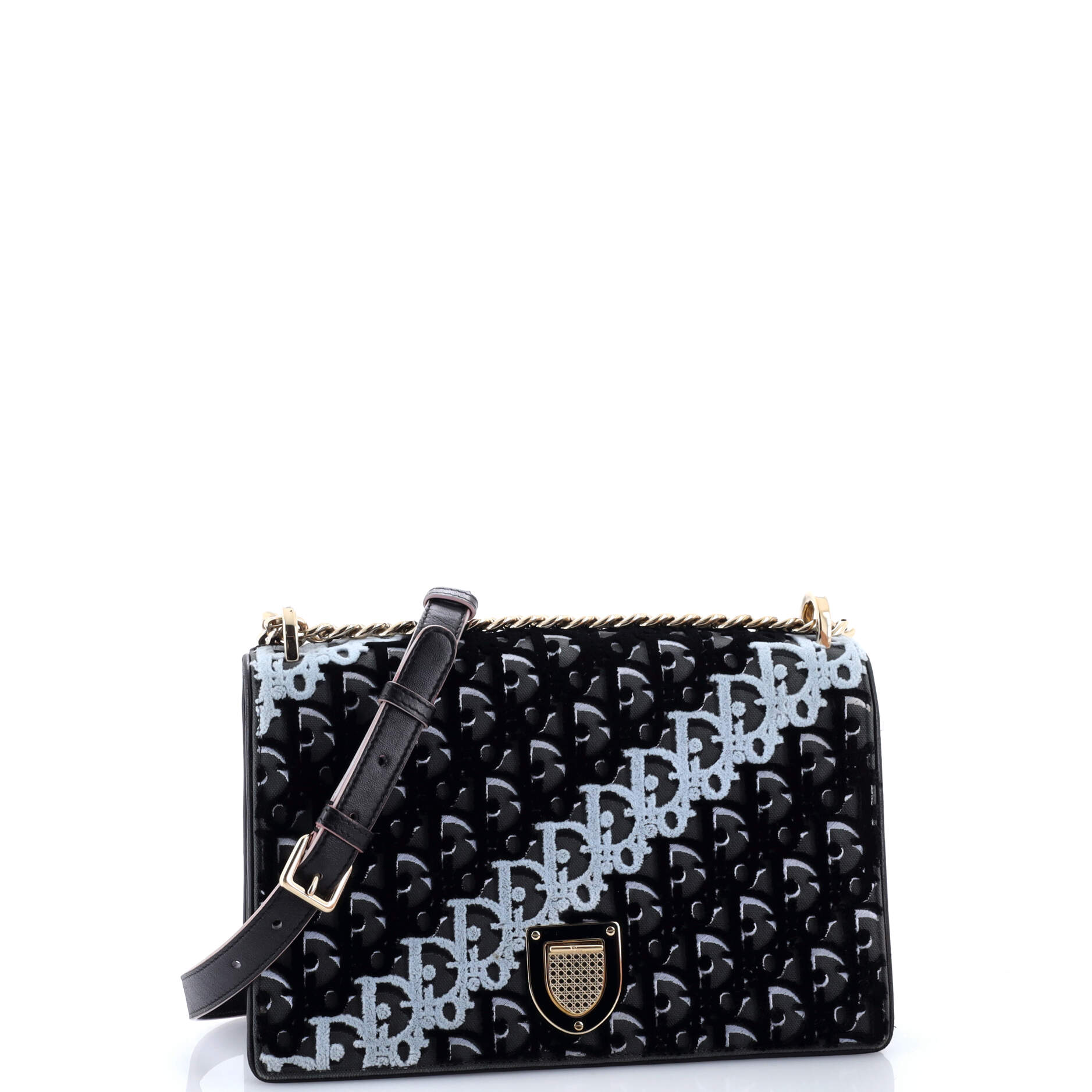 Diorama Flap Bag Oblique Velvet and Canvas Medium