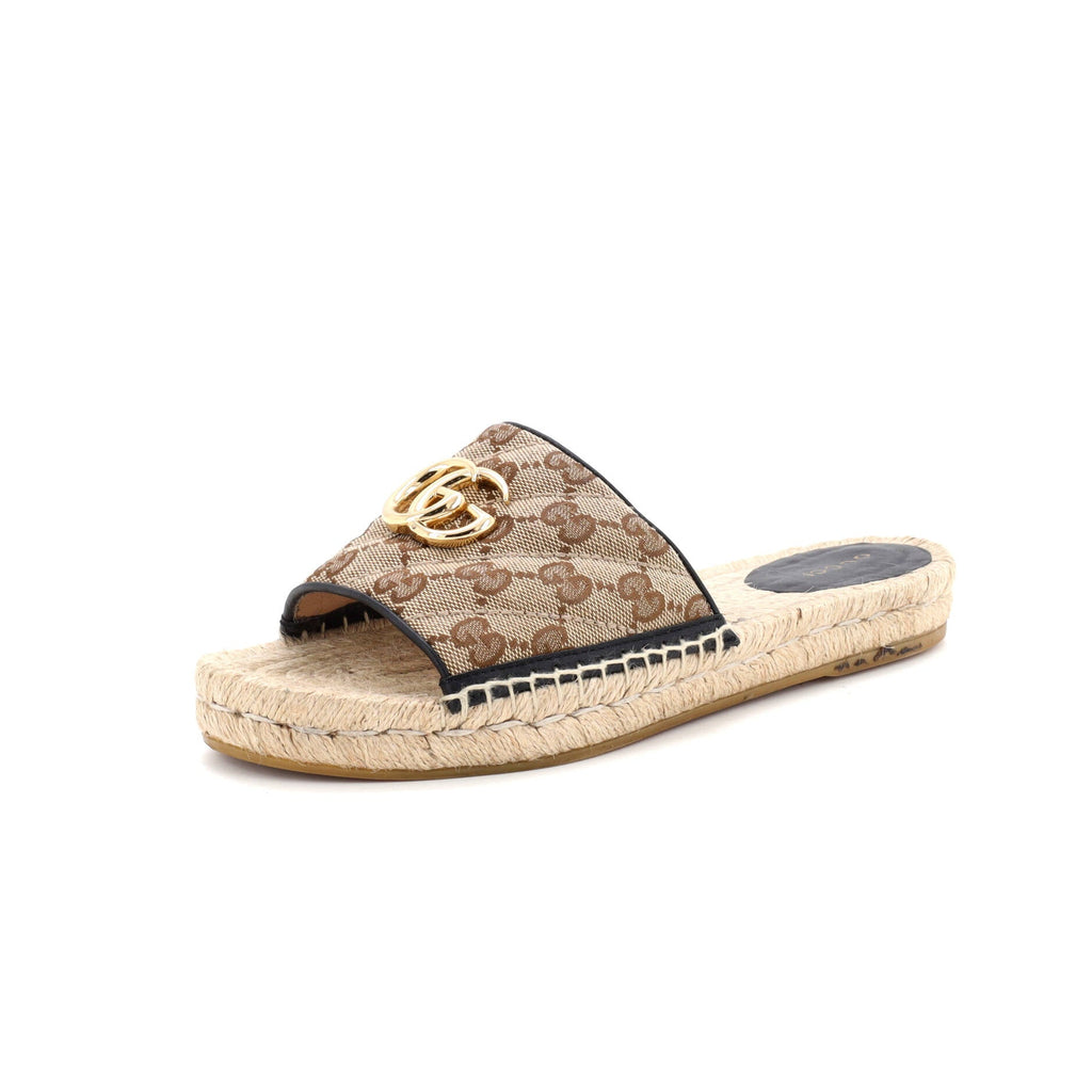 Women's GG Marmont Espadrilles Slide Sandals Diagonal Quilted GG Canvas