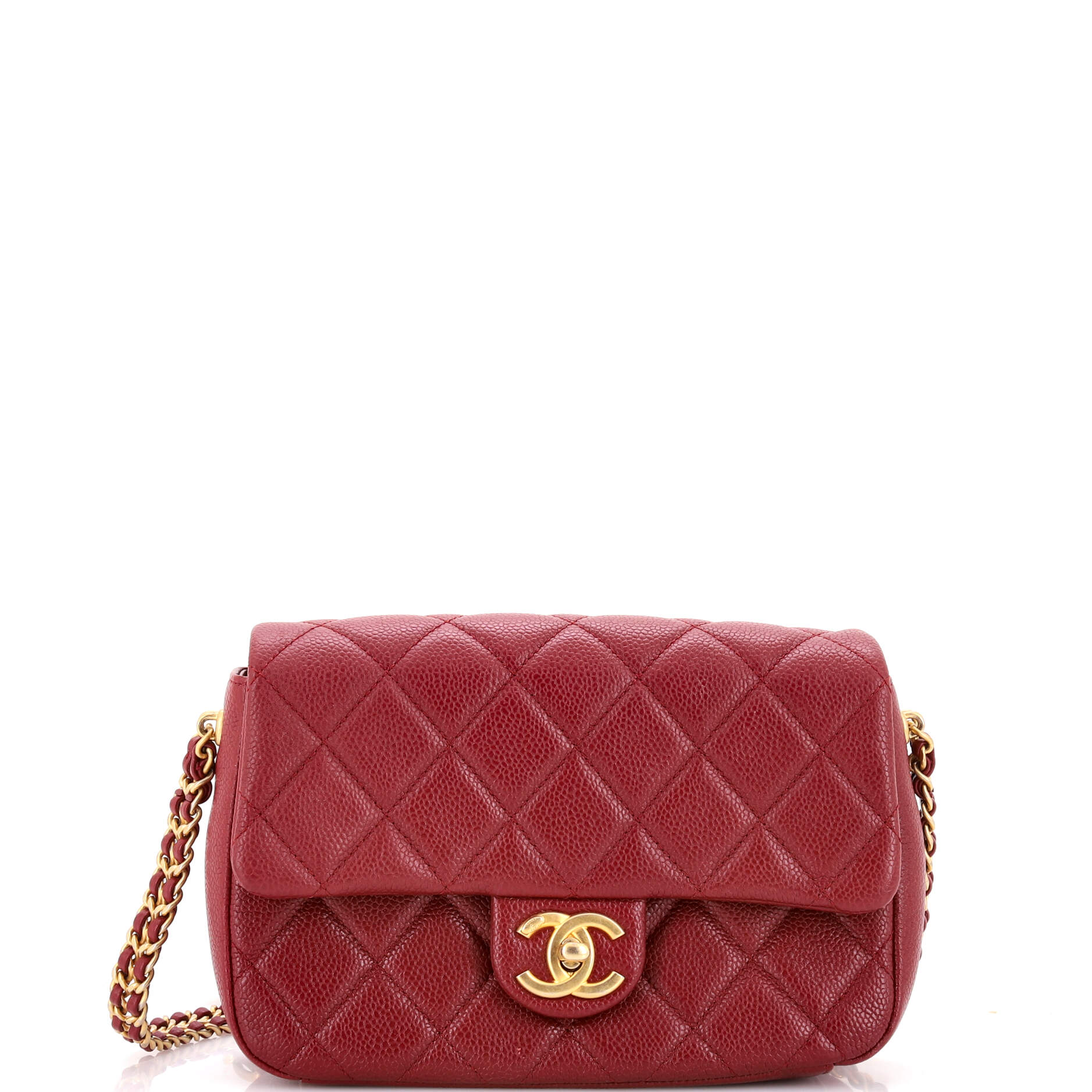 Chain Soul Flap Bag Quilted Caviar Small